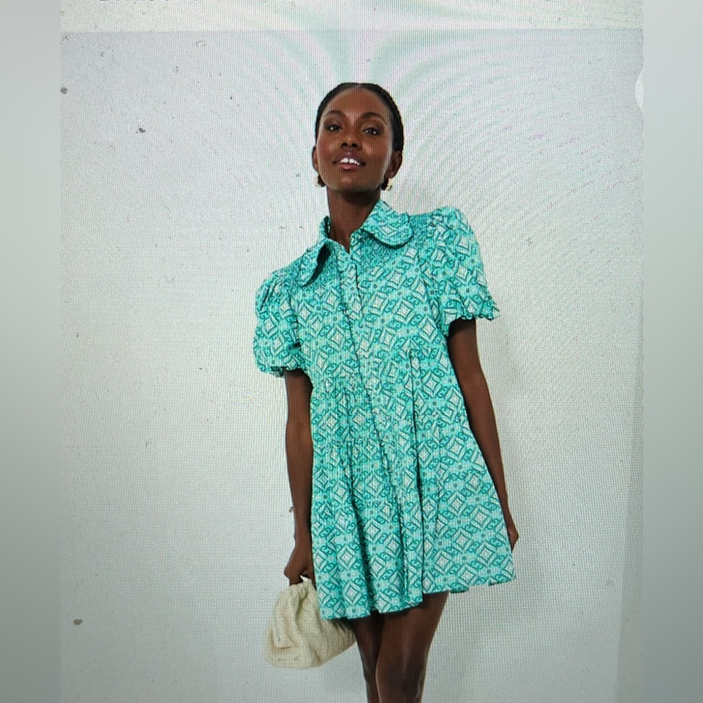 Hyacinth House sz Small mint green geo floral Graham mini dress from Tuckernuck